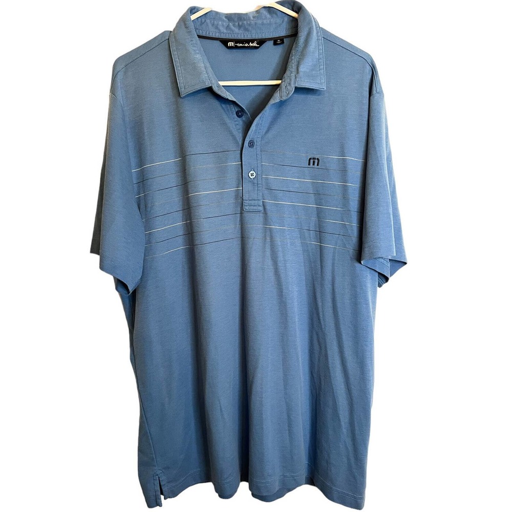 Travis Mathew Mens Polo Shirt Size‎ XL Blue Short Sleeve
